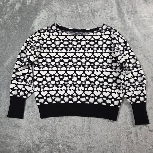 Anthropologie Sweaters - Anthropologie Maeve Sweater Womens Medium Black White Heart Boho Preppy Pullover